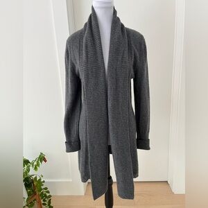 HUDSON NORTH 100% Cashmere Soft Long Open Front Cardigan Ribbed Front Lagenlook